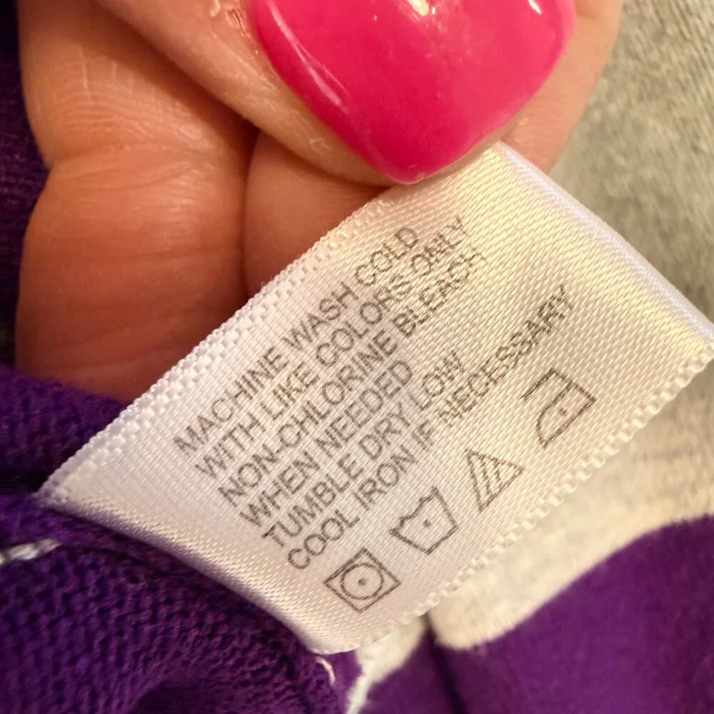 U.S. Polo Assn. Sport Sweater Women’s Medium Purple Gray Rugby Stripe Preppy - Picture 6 of 10
